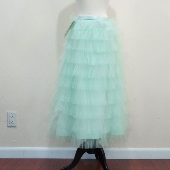NEW! Anthropologie BHLDN X Hitherto Tiered Ruffled Tulle Midi Skirt -  Size 4 - Picture 3 of 10